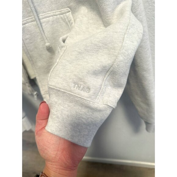 Aritzia Cozy Fleece Boyfriend Fit Boxy Jacket Grey Heather Cloud White Large - Picture 5 of 5